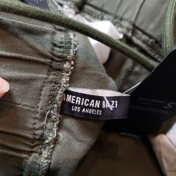 American Bazi - shirring denim jogger pants size small - olive - Picture 12 of 15